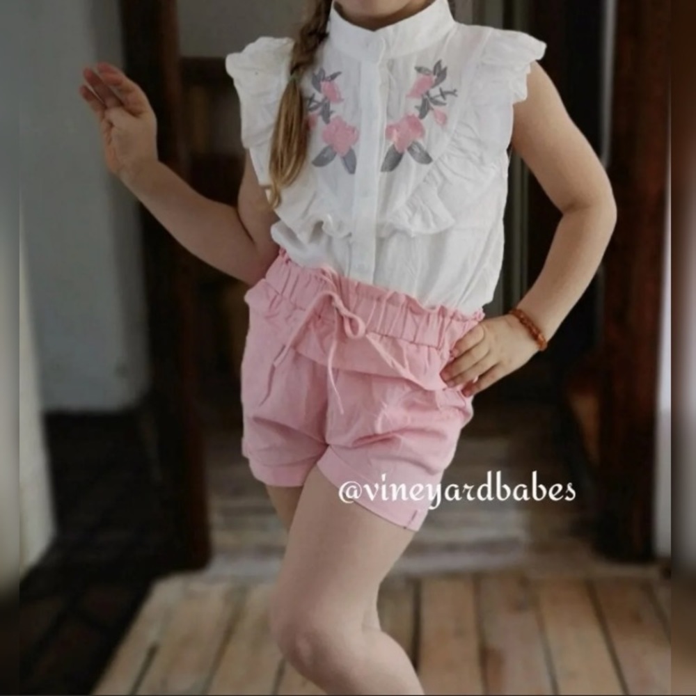 2 pc Embroidered Girl Set - 3T